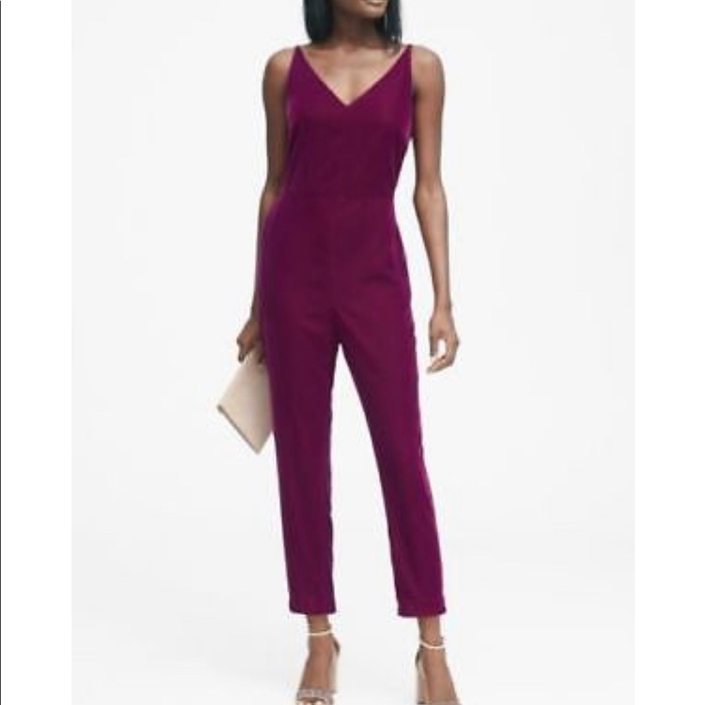 Banana Republic Velvet Jumpsuit- Claret Red